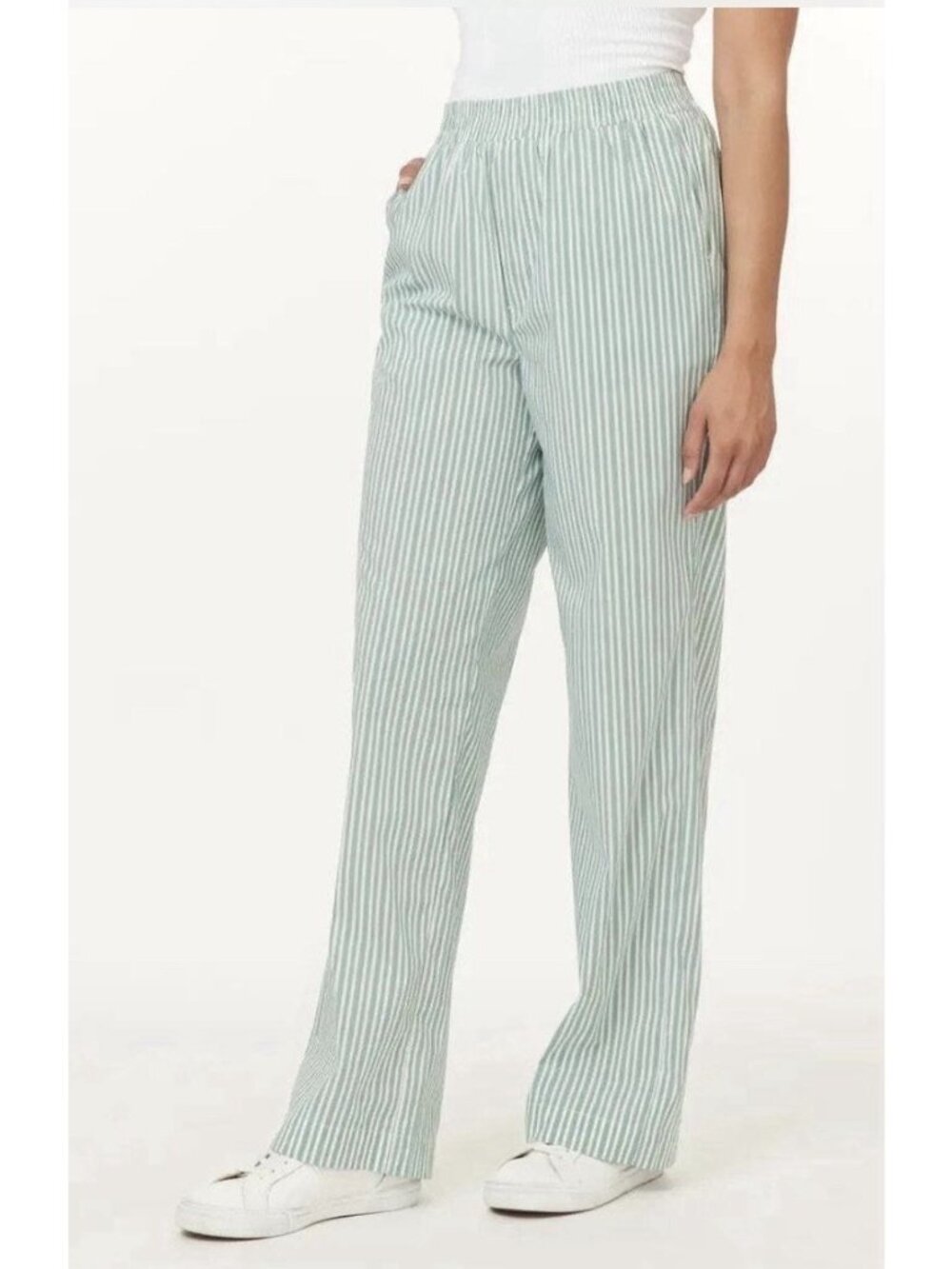 Scotch & Soda Green White Striped Wide Leg Pull-On Pants Size S